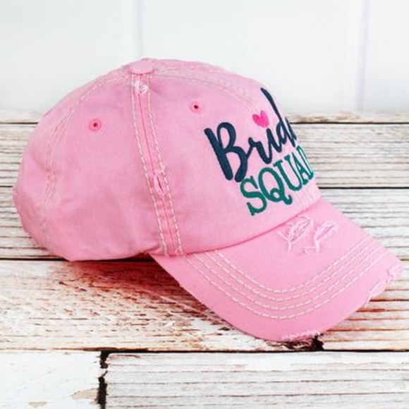 NWT Distressed Pink "Bride Squad" Cap - Picture 2 of 3